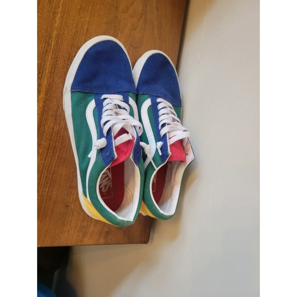 Vans Old Skool Yacht Club Colorblock Skate Shoes Blue Green Yellow Womens 8.5